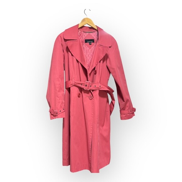 Jones New York Jackets & Blazers - Jones New York Womens Pink Double-Breasted Trench Coat Belted Medium